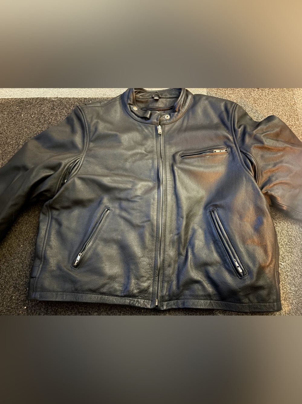 Vintage FMC Black Genuine Leather Motorcycle Jacket Thinsulate 3XL